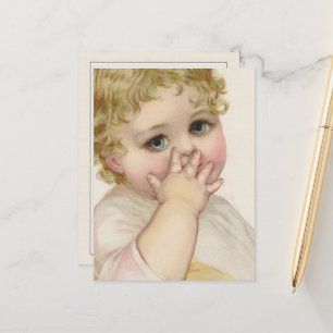 Schöne Babys Kuss Vintage-Illustration Postkarte