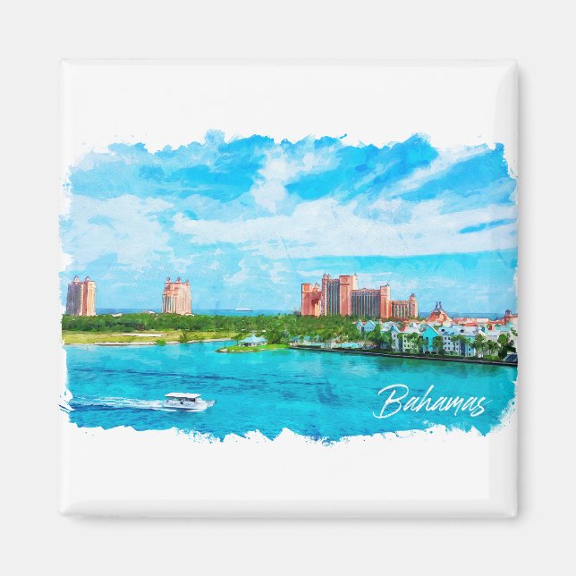 Schöne Bahamas Karibik Ferienlandschaft Magnet (Vorne)