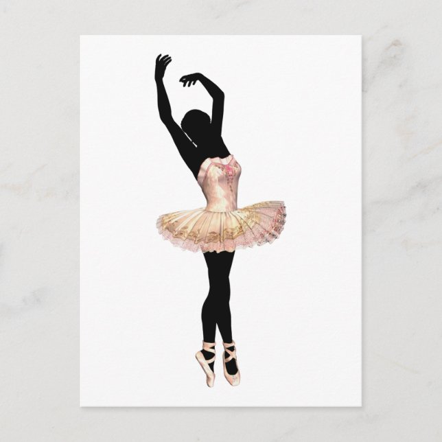 Schöne Ballerina in Rosa Postkarte (Vorderseite)