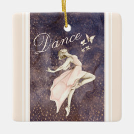 Schöne Ballerina und Schmetterlinge Rosa Weihnacht Keramikornament