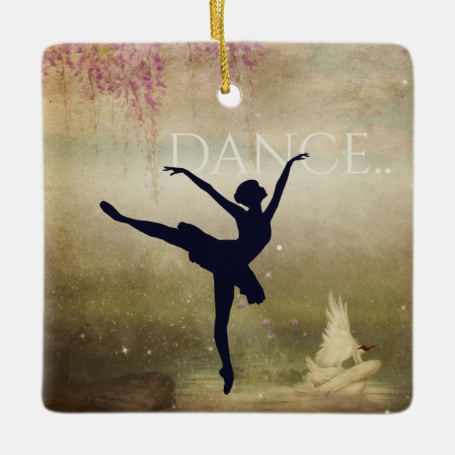 Schöne Ballerina und Swan Dance Keramikornament (Vorderseite)