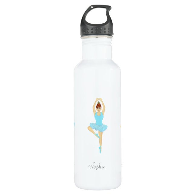 Schöne Balletttänzerin helltürkis gekleidet Edelstahlflasche (Vorderseite)