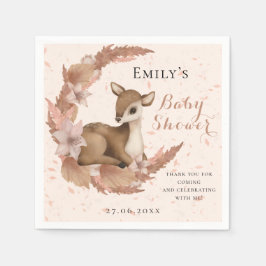 Schöne Bambi & Blume Pastel Pink Babydusche Serviette