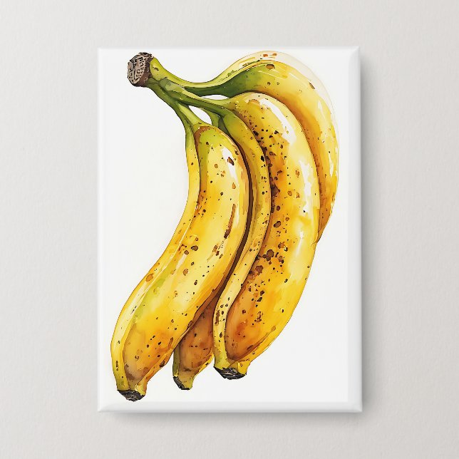 Schöne Bananen-Wasserfarben-Kunst Button (Vorderseite)