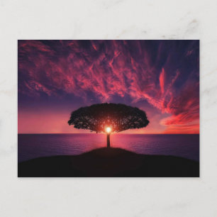 Schöne Baumkulisse und farbenfrohe Landschaft Postkarte