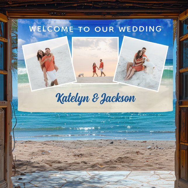 Schöne Beach Foto Collage Hochzeit Willkommen Banner (Von Creator hochgeladen)
