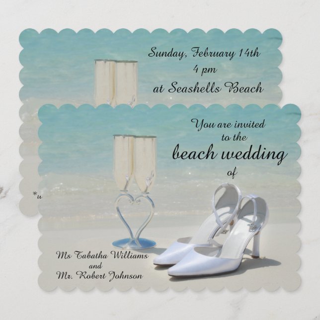 Schöne Beach Hochzeit Einladung (Vorne/Hinten)
