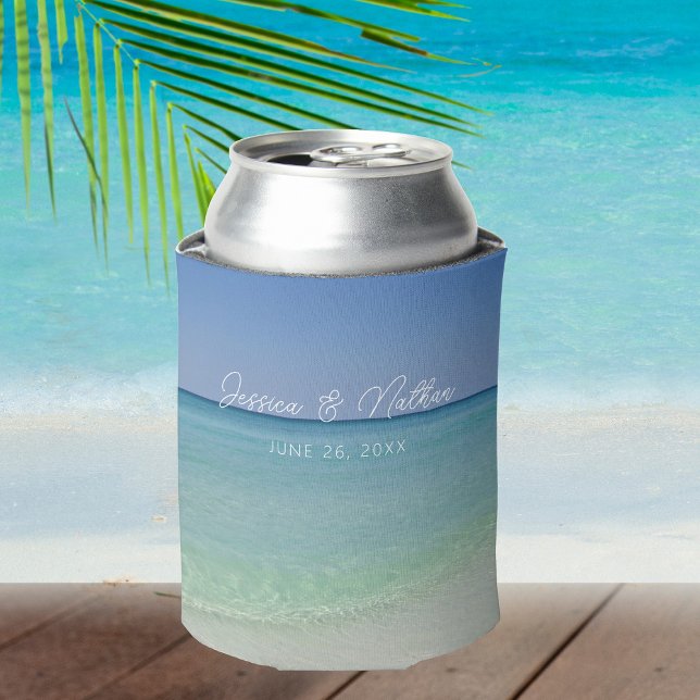 Schöne Beach Horizon Personalisierte Hochzeit Dosenkühler (Von Creator hochgeladen)
