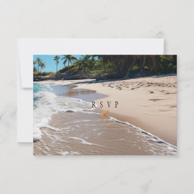 Schöne Beach Summer Tropical Wedge RSVP Karte (Vorderseite)
