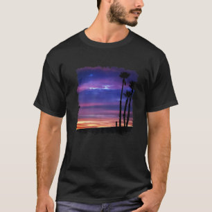 Schöne Beach Szene California Ocean Sunset Palm T-Shirt