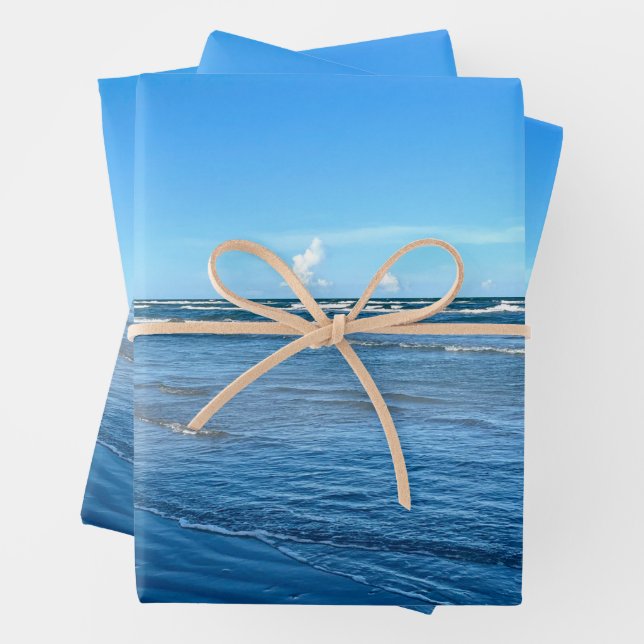 Schöne Beach Waves Blue Sky Nature Fotografy Geschenkpapier Set (Beispiel)