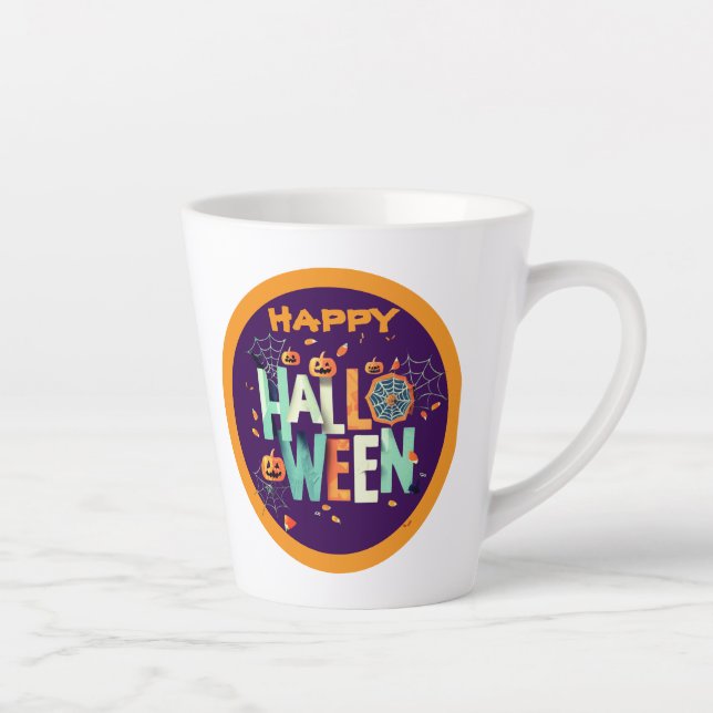Schöne Beängstigende Halloween-Muster Milchtasse (Rechts)