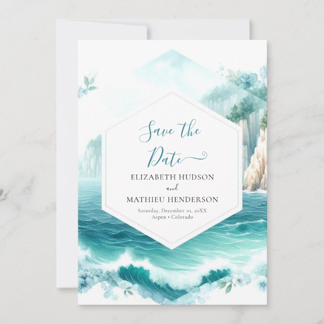 Schöne bearbeitbare Nautikhochzeit Save The Date (Vorderseite)