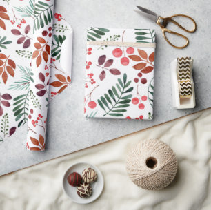 Schöne Beeren und Zweige Aquarell Geschenkpapier