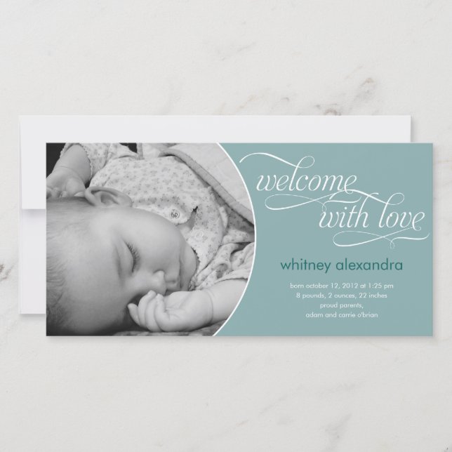 Schöne Begrüßungsankündigung für Baby Birth - Blue Ankündigung (Vorderseite)