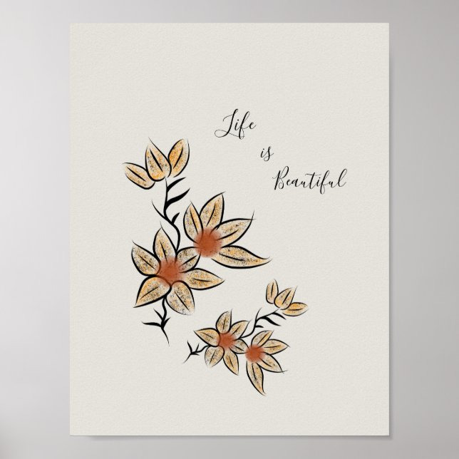 Schöne beige abgeschiedene Blume Poster (Vorne)