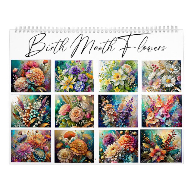 Schöne bemalte Geburtsmonate Blume Kalender (Rückseite)