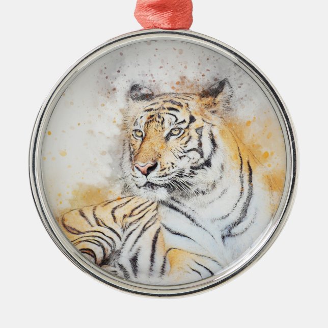 Schöne Bengalische Tigermalerei Ornament Aus Metall (Vorne)