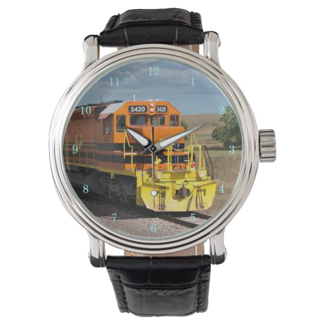 Schöne Beobachtung der Lokomotive/Zugbewegung Armbanduhr (Vorderseite)
