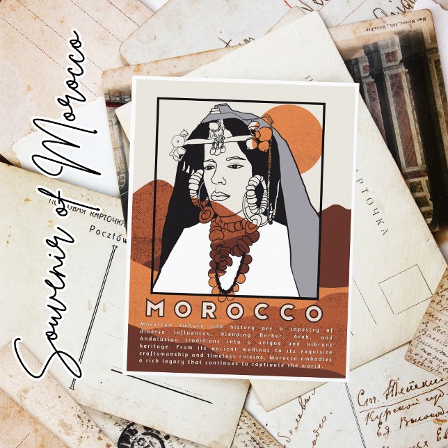 Schöne Berber Frau in Marrakesch Marokko Postkarte (Von Creator hochgeladen)