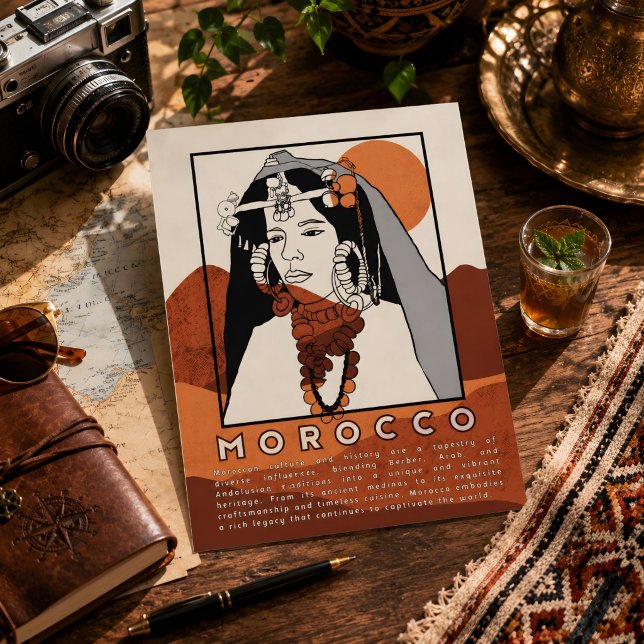 Schöne Berberfrau aus Marrakech Marokko Postkarte (Morocco's Postcard. )