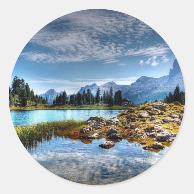 Schöne Berge Meadows Lake Scene Stickers (Vorderseite)