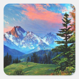 Schöne Berge Quadratischer Aufkleber
