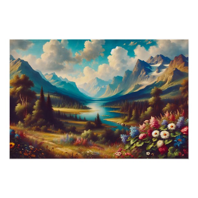 Schöne Berge und ein magischer Fluss Poster (Vorderseite)