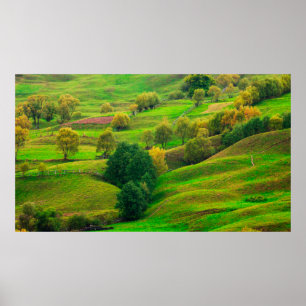 Schöne Berglandschaft im Abend Sonnenlicht. Poster