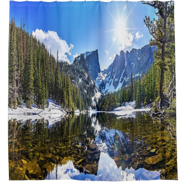Schöne, Bergsee Landschaft Duschvorhang (Vorderseite)