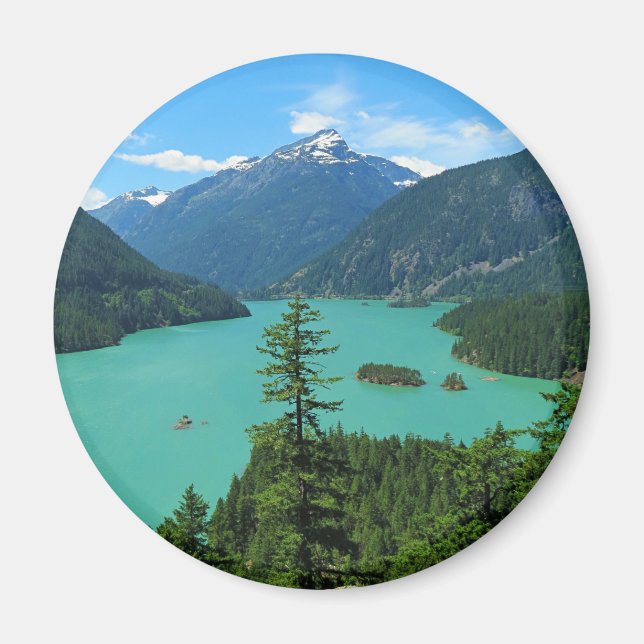Schöne Bergsee-Landschaft in Washington Magnet (Vorne)