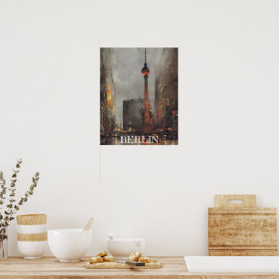 Schöne Berlin Alexanderplatz Illustration Poster