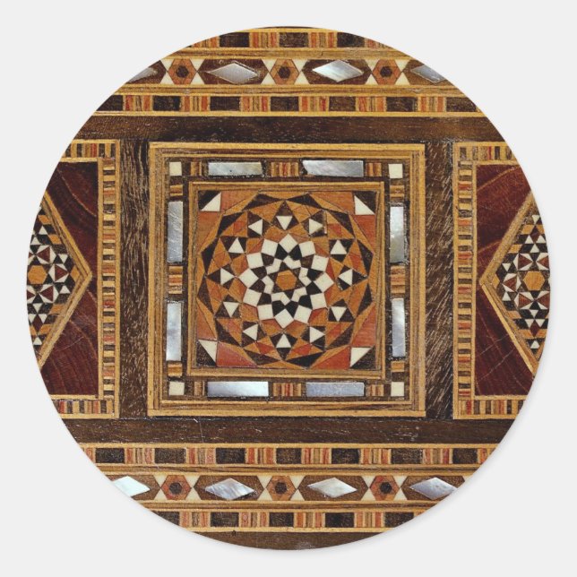 Schöne Berühmte Perlmutt, Damas Runder Aufkleber (Vorderseite)