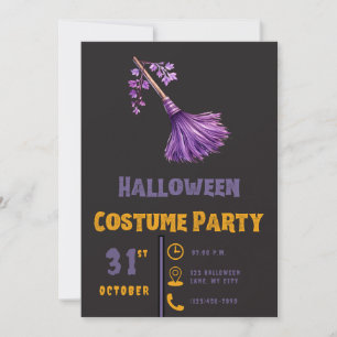 Schöne Besen der lila Hexen für Halloween in Schwa Einladung
