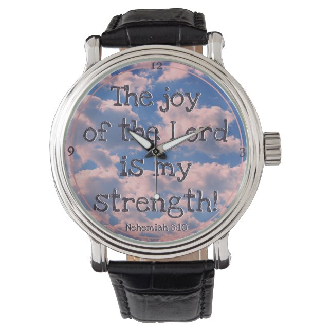 Schöne Bibel Verse Pastel Wolken Foto Vorlage Armbanduhr (Vorderseite)