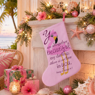 Schöne Bibelstelle mit rosa Flamingo Kleiner Weihnachtsstrumpf