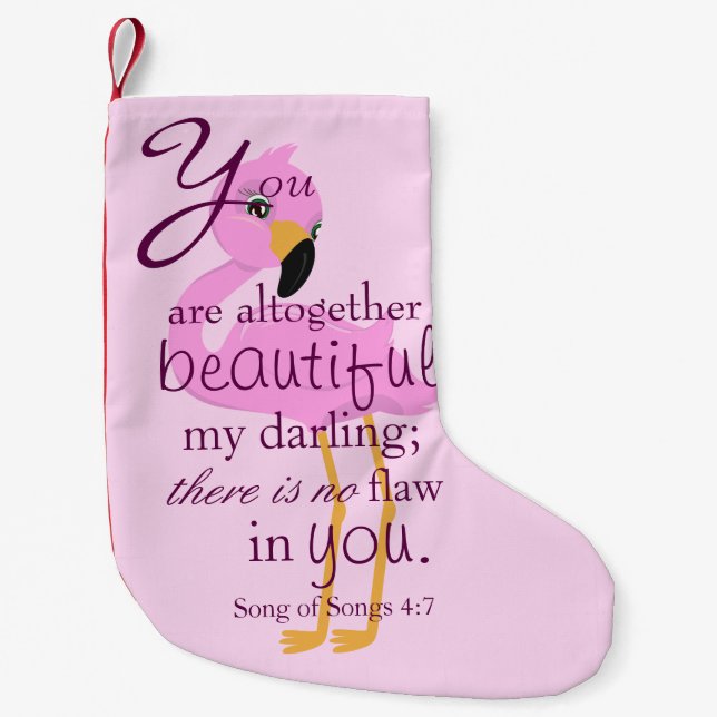 Schöne Bibelverse mit Flamingo Pink Kleiner Weihnachtsstrumpf (Vorderseite)