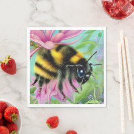Schöne Biene auf einer rosa Blume Nah Serviette