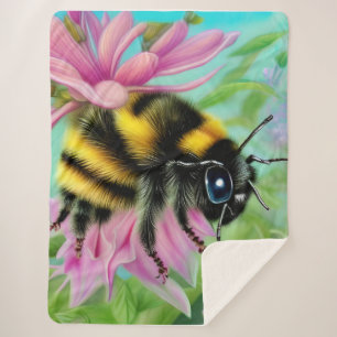 Schöne Biene auf einer rosa Blume Nah Sherpadecke