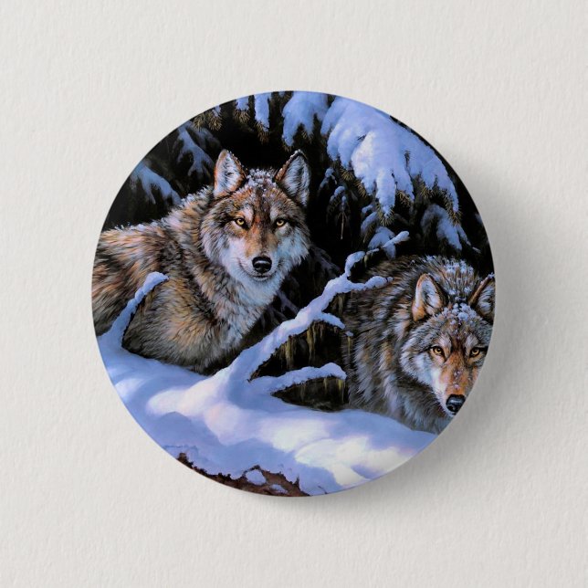 Schöne Bilder von zwei Wölfen Button (Vorderseite)