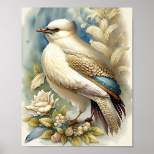 Schöne Bird Print Feathers Soft Neutrals Rose Poster