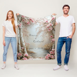 Schöne Birkbäume Fluss Country Fleecedecke