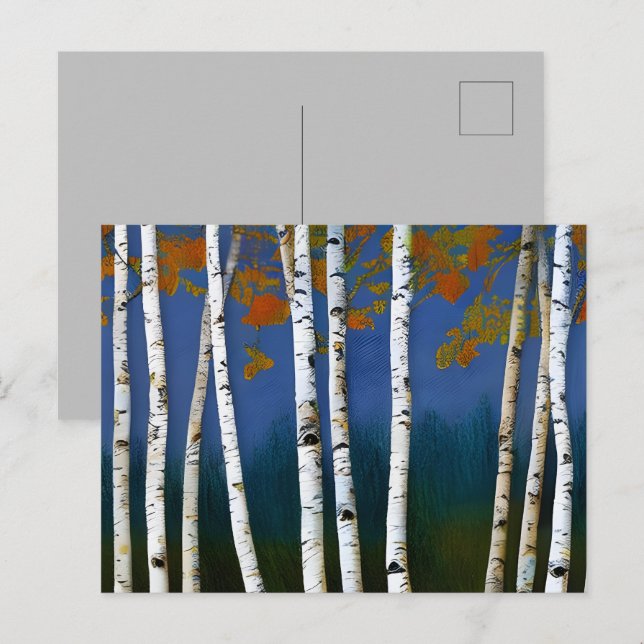 Schöne Birke im Herbst Postkarte (Vorne/Hinten)