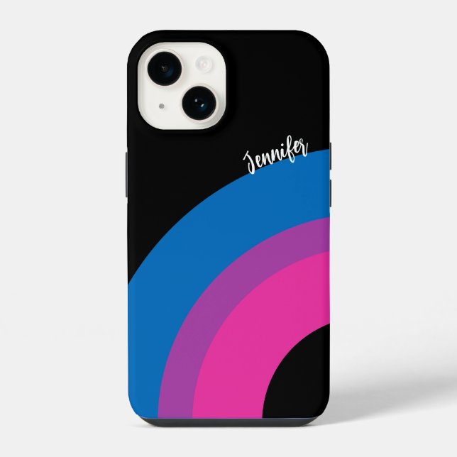 Schöne Bisexuelle Flagge Niedlich Personalisiert iPhone 14 Hülle (Rückseite)