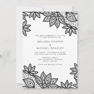 Schöne Black Lace Vintage Wedding Einladung