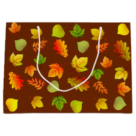 Schöne Blätter des Herbstes auf Brown Große Geschenktüte
