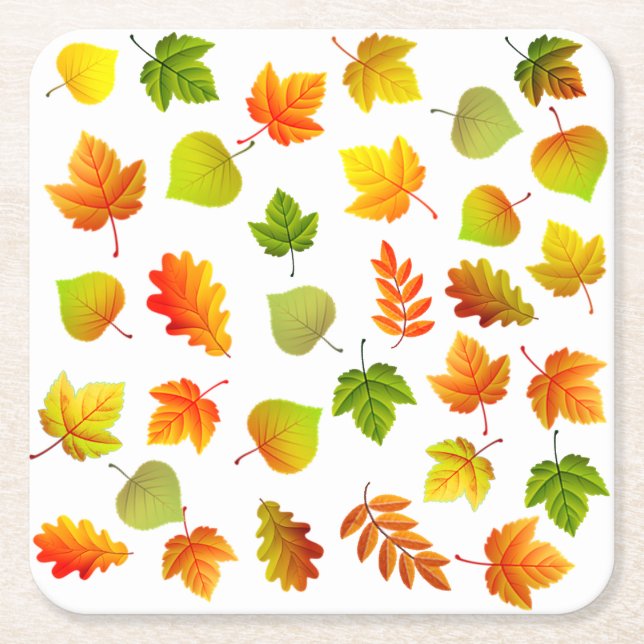 Schöne Blätter des Herbstes auf Weiß Rechteckiger Pappuntersetzer (Vorderseite)