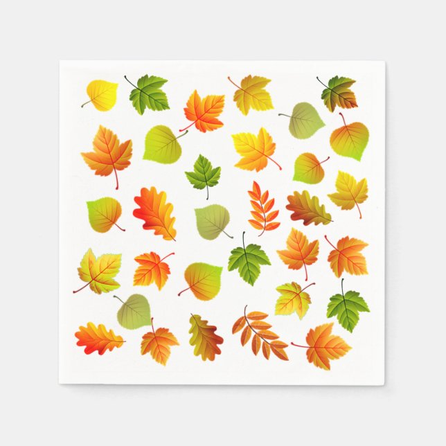 Schöne Blätter des Herbstes auf Weiß Serviette (Vorderseite)