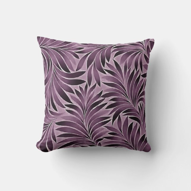 Schöne Blätter in Eggplant Lila Kissen (Vorderseite)