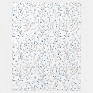 Schöne blau-weiße Blumen Fleecedecke